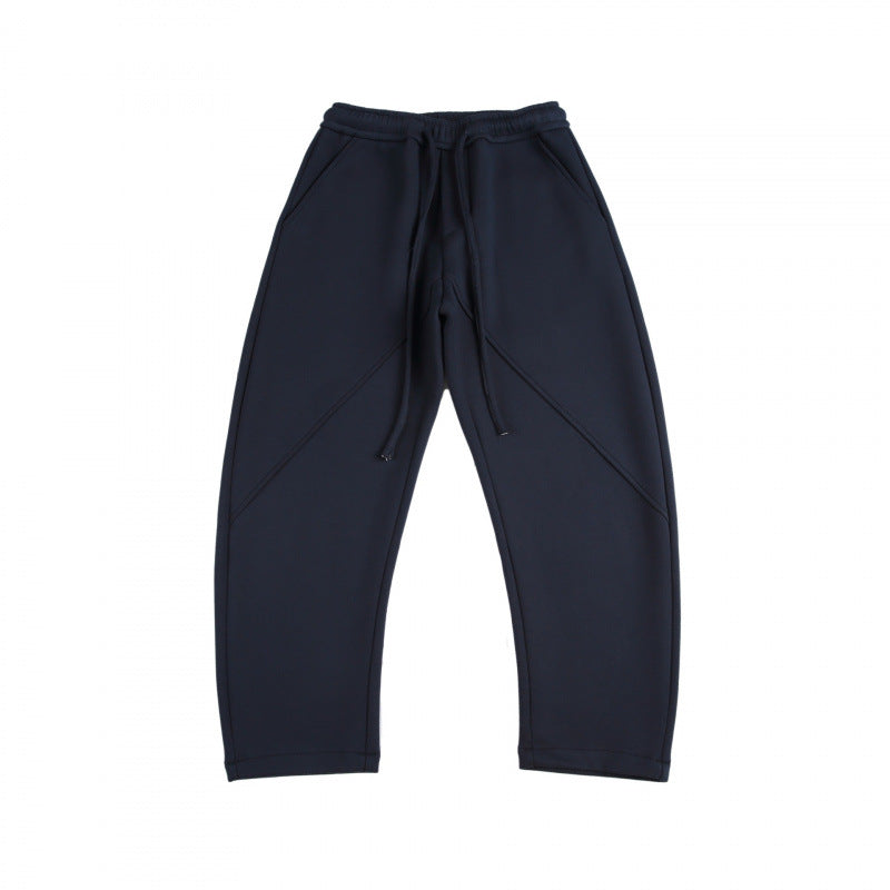 Unisex Wide Tech Jogging Pants with Diagonal Seam Design, Elastic Waistband and Drawstring Mune Fashion