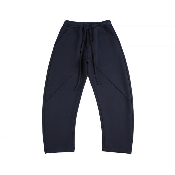 Unisex Wide Tech Jogging Pants with Diagonal Seam Design, Elastic Waistband and Drawstring Mune Fashion