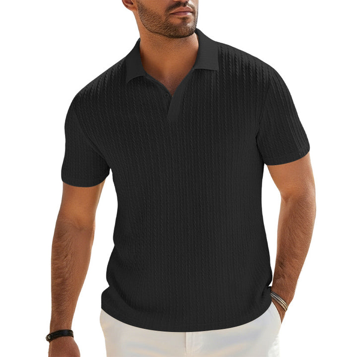 Men's fine-knit polo with structured cable pattern and soft cotton blend Mune Fashion