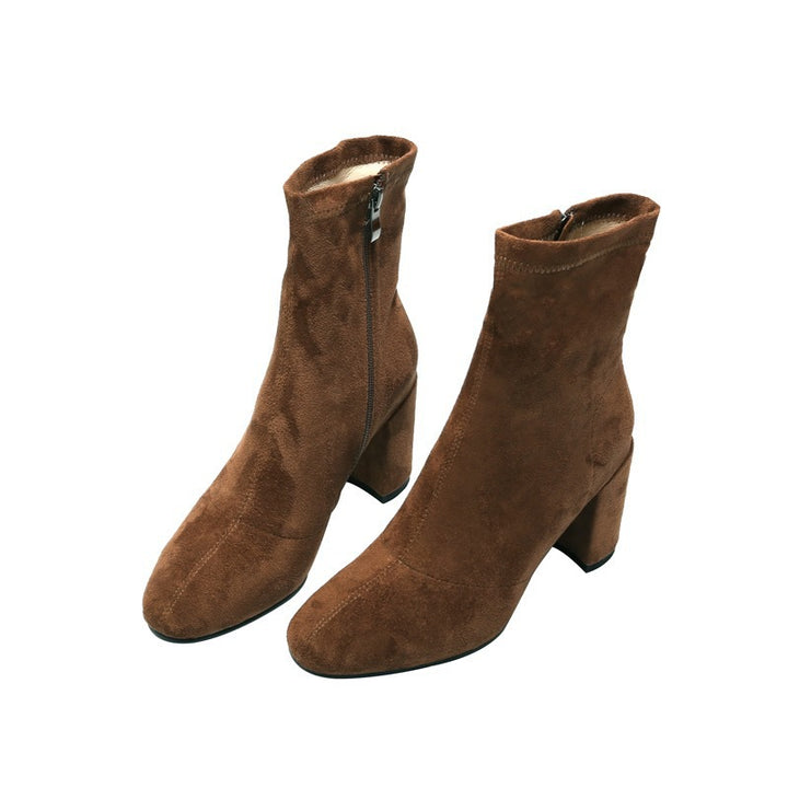 Women's nano stretch ankle boots with snug-fitting sock shaft and mid-high block heel Mune Fashion