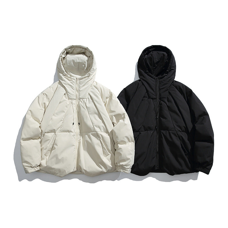 Unisex Boxy-padded hoodie with high stand-up collar and drawstring hem Mune Fashion