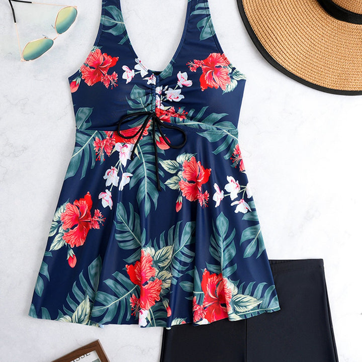 Ladies Tankini set with floral design and adjustable top Mune Fashion
