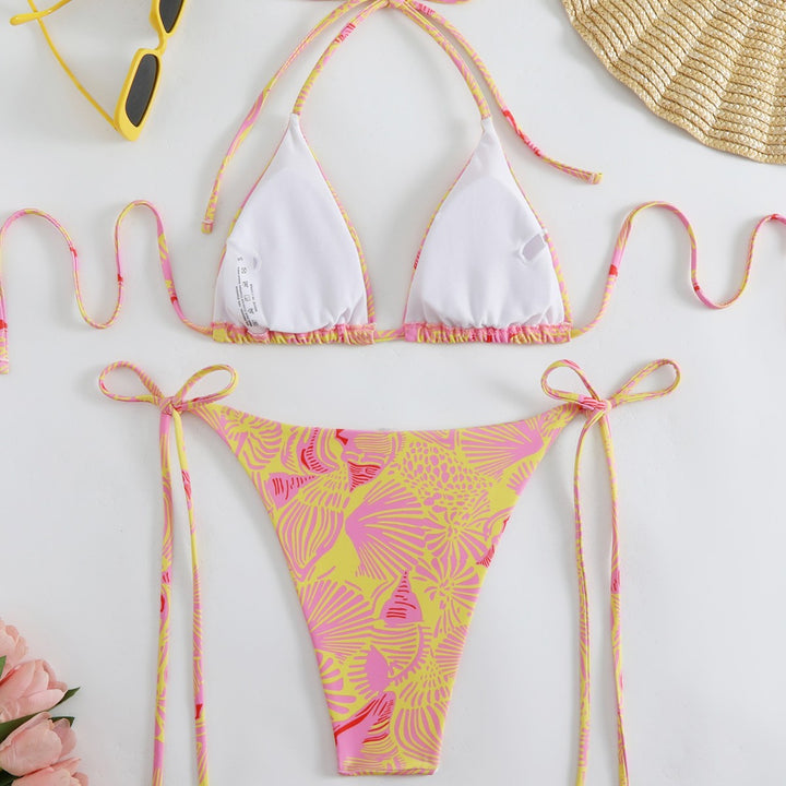 Women's triangle bikini with adjustable straps and floral pattern Mune Fashion