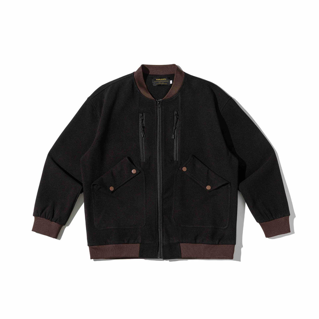 Men's short-cut utility bomber jacket with flap pockets and double chest zip Mune Fashion