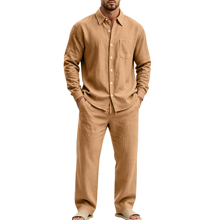 Men's Relaxed Linen Shirt and Wide Loungewear Pants Mune Fashion