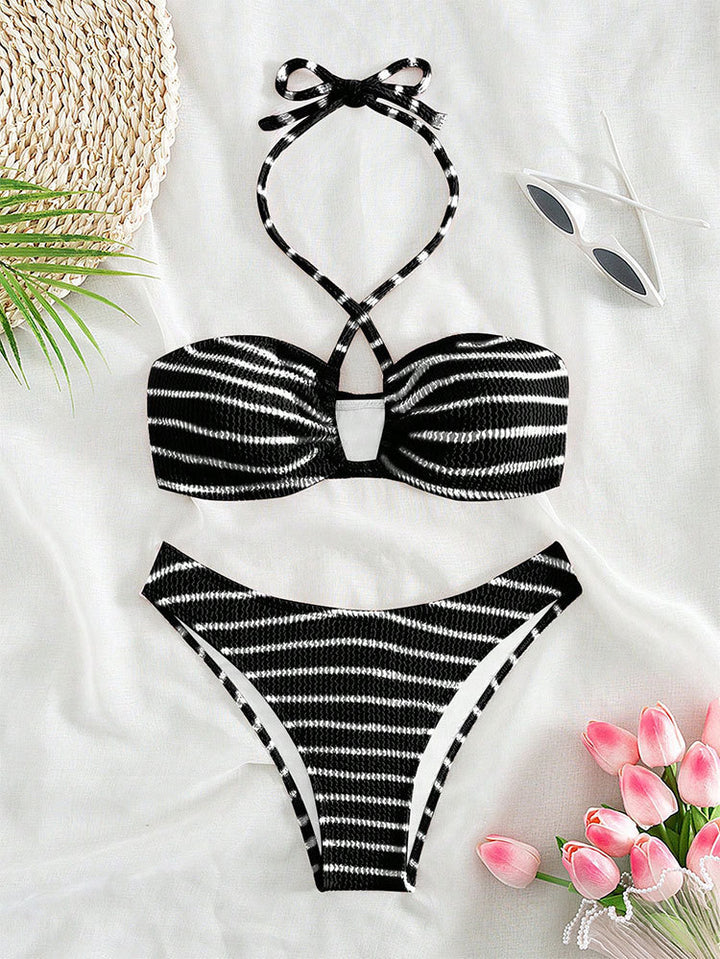 Women's Bandeau Bikini with stylish striped design Mune Fashion