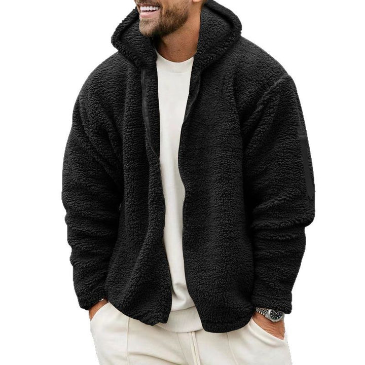 Men's Nano Teddy-Fleece Zip Jacket with Hood, Concealed Two-Way Zipper and Arm Pocket Mune Fashion