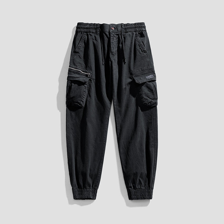 Men's Multifunctional Cargo Joggers in Urban Utility Style with Elastic Waistband and Flap Pockets Mune Fashion
