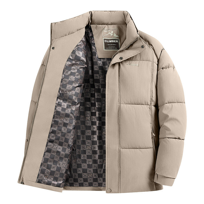 Men's Padded Winter Quilted Jacket with Stand-Up Collar, Thermal Lining & Concealed Zipper Mune Fashion