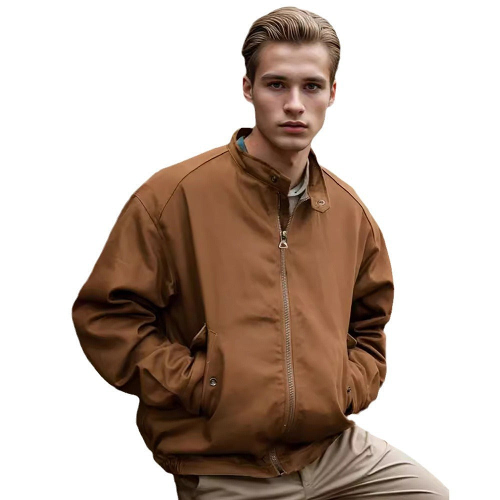 Men's Lightweight Nylon Bomber Jacket with Zipper, Flap Pockets, and Elastic Cuffs Mune Fashion
