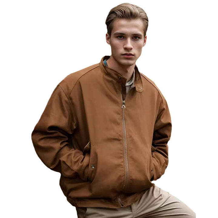 Men's Lightweight Nylon Bomber Jacket with Zipper, Flap Pockets, and Elastic Cuffs Mune Fashion