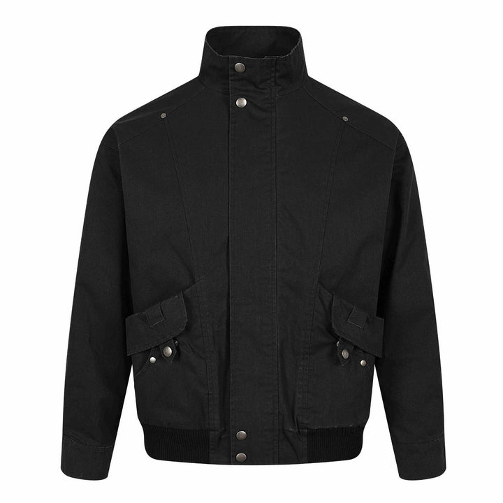 Men's Short Utility Bomber with High Stand Collar, Flap Pockets and Ribbed Cuffs Mune Fashion