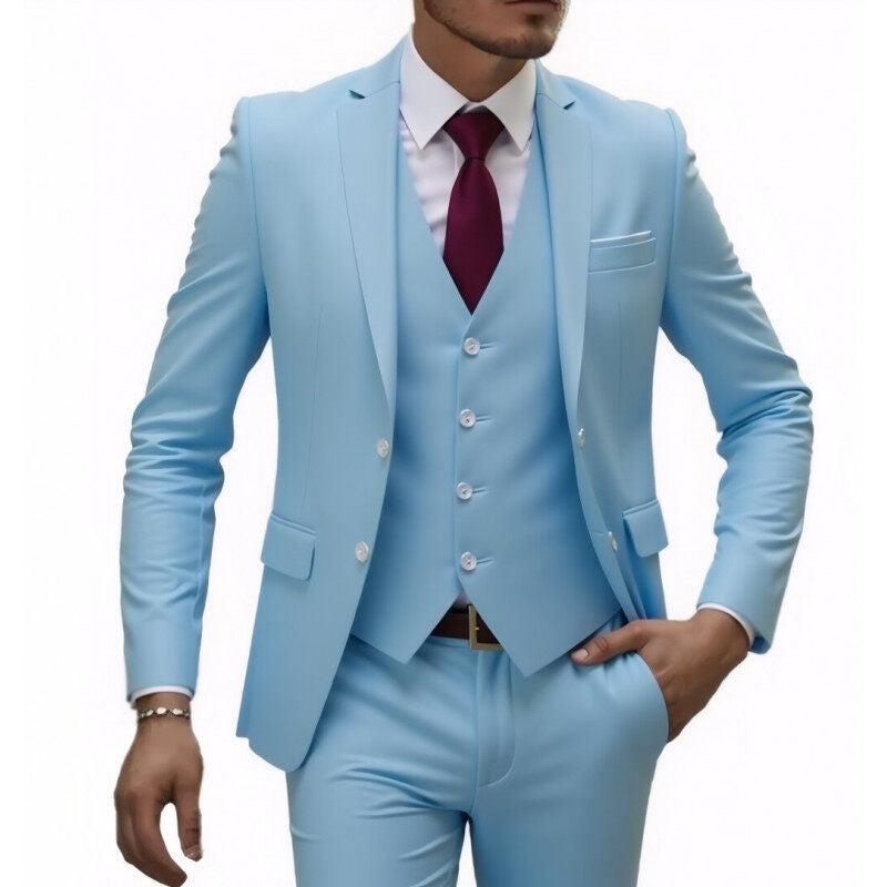 Men's three-piece Slim-Fit suit set with vest, slim lapel and tailored silhouette Mune Fashion