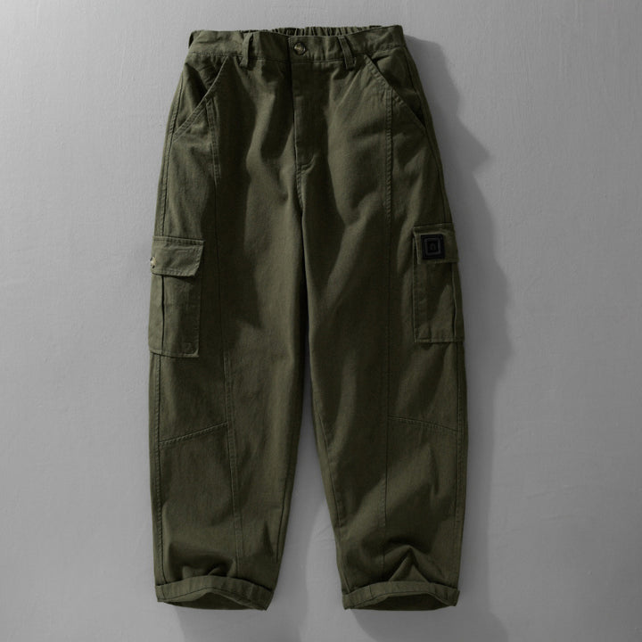 Men's Utility Cargo Pants made of cotton twill with patch leg pockets and relaxed tapered fit Mune Fashion