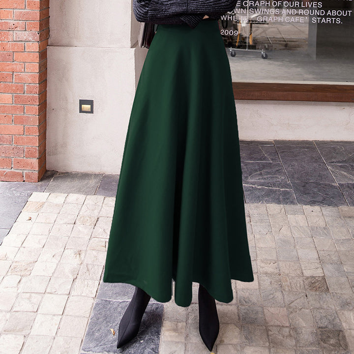 Women's barely swinging wool blend maxi skirt with high waistband and seam-fine panels Mune Fashion