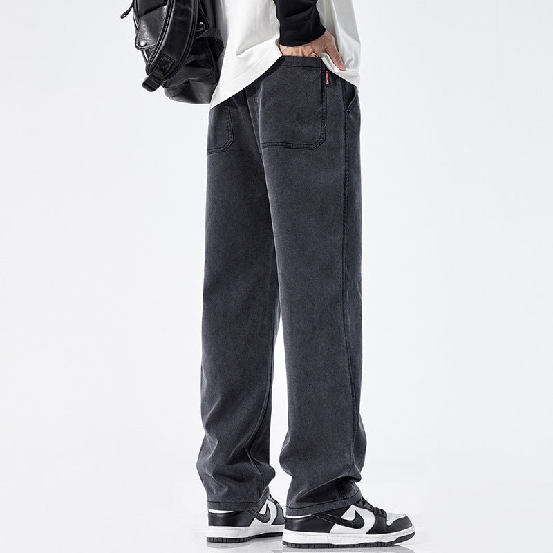 Men's Loose Fit Jeans with Vintage Wash and Straight Leg Mune Fashion