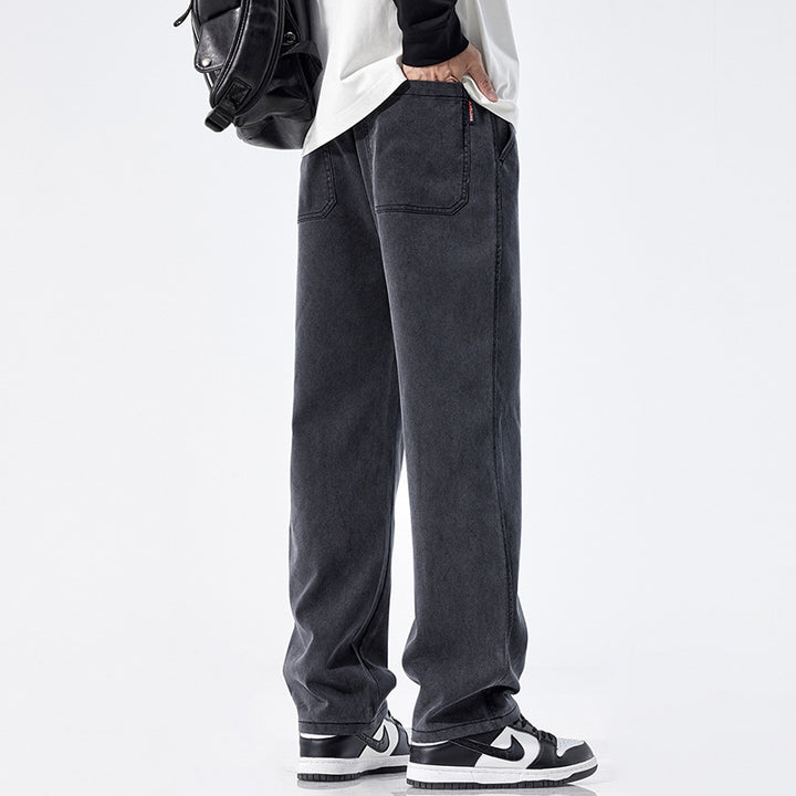 Men's Loose Fit Jeans with Vintage Wash and Straight Leg Mune Fashion
