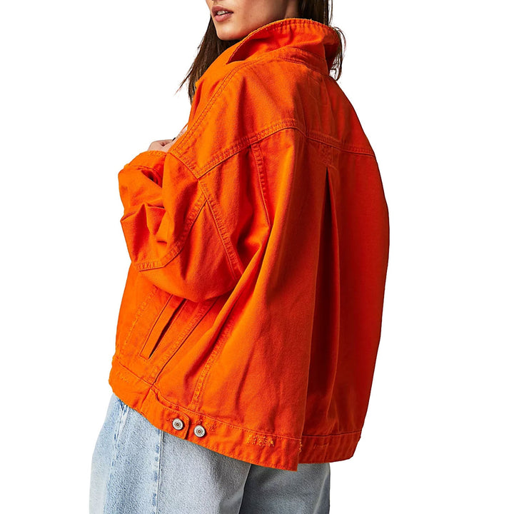 Women's casual denim jacket in oversized style with decorative fringes Mune Fashion