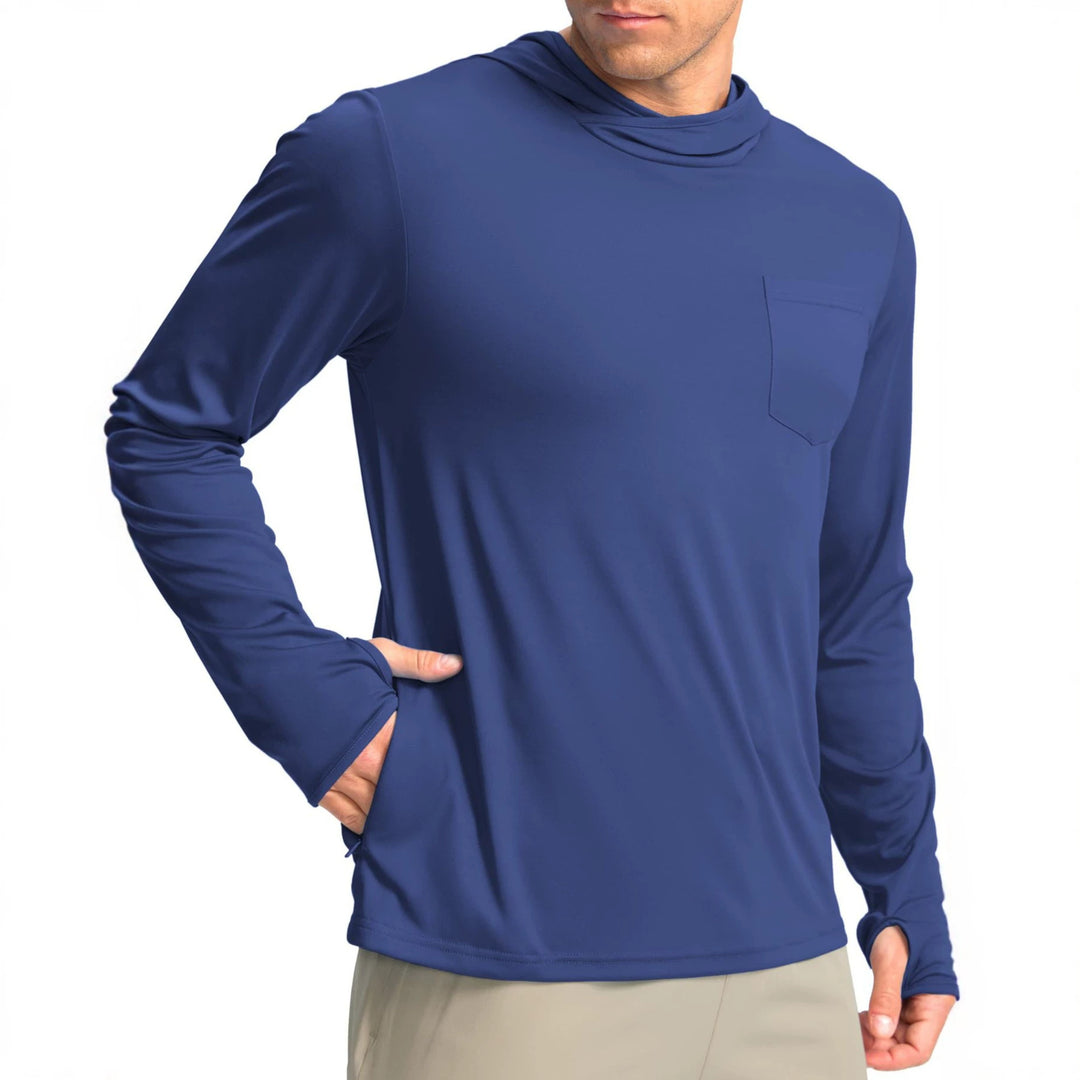 Men's functional shirt with hood and pockets