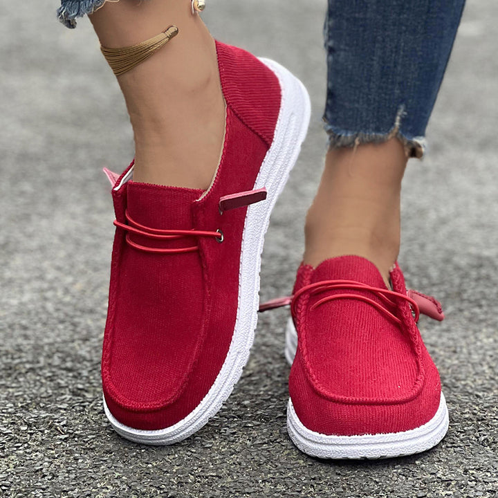Women's casual Slip-On sneaker shoes with ribbed textile upper material and elastic lacing Mune Fashion