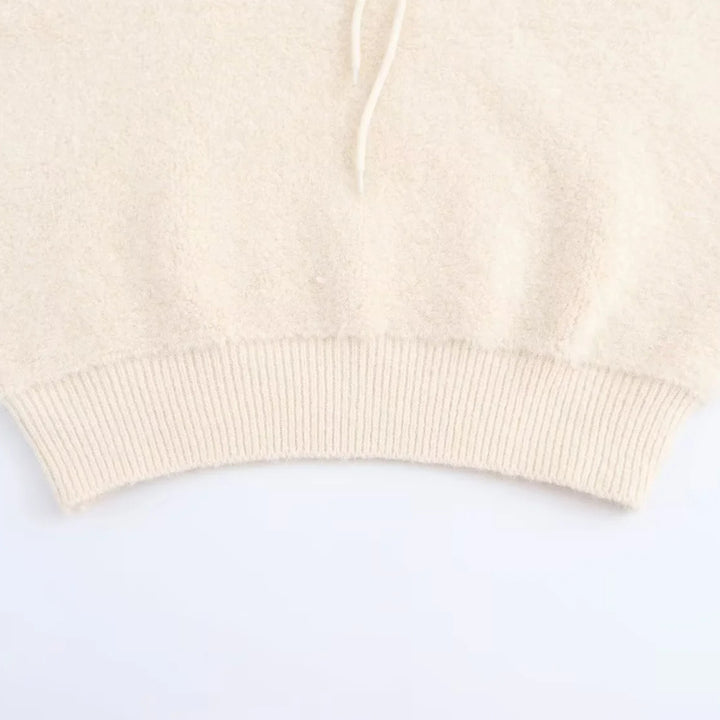 Women's sleeveless knitted vest with quilted hood and half zip Mune Fashion
