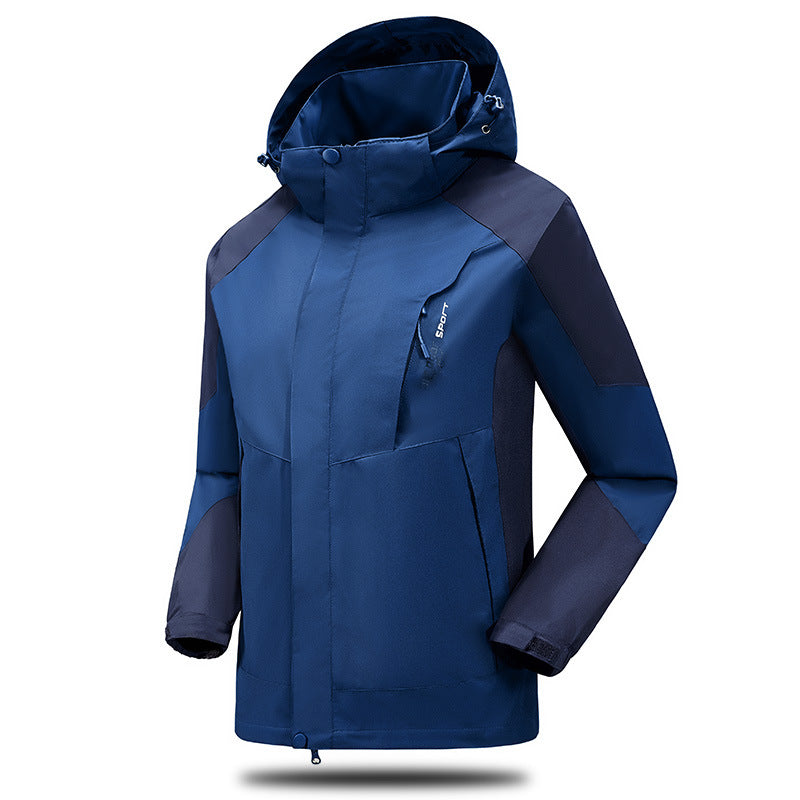 Men's water- and windproof softshell outdoor jacket with adjustable hood and zippered pockets Mune Fashion