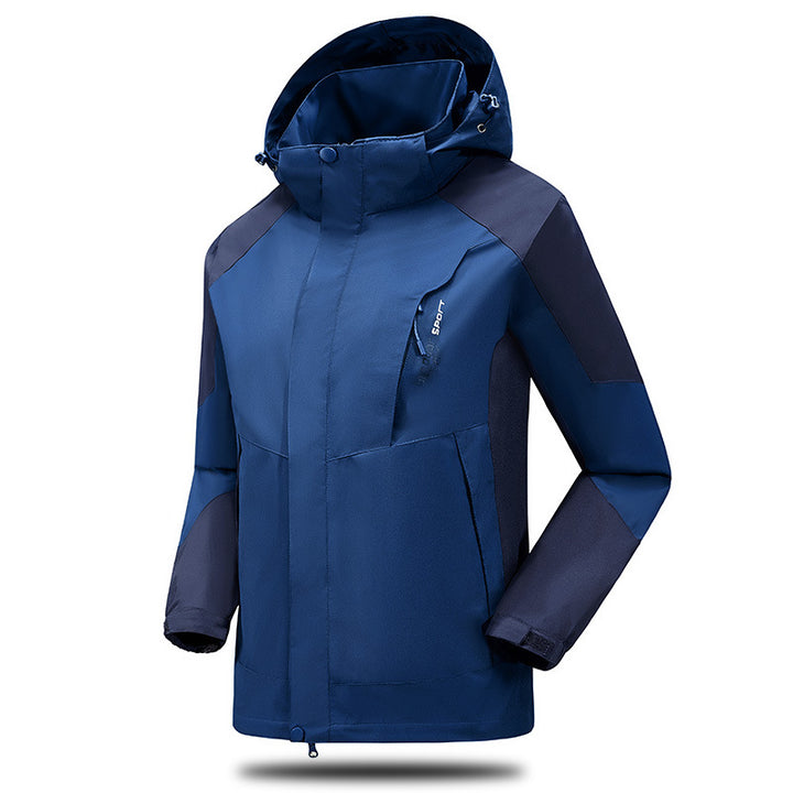 Men's water- and windproof softshell outdoor jacket with adjustable hood and zippered pockets Mune Fashion