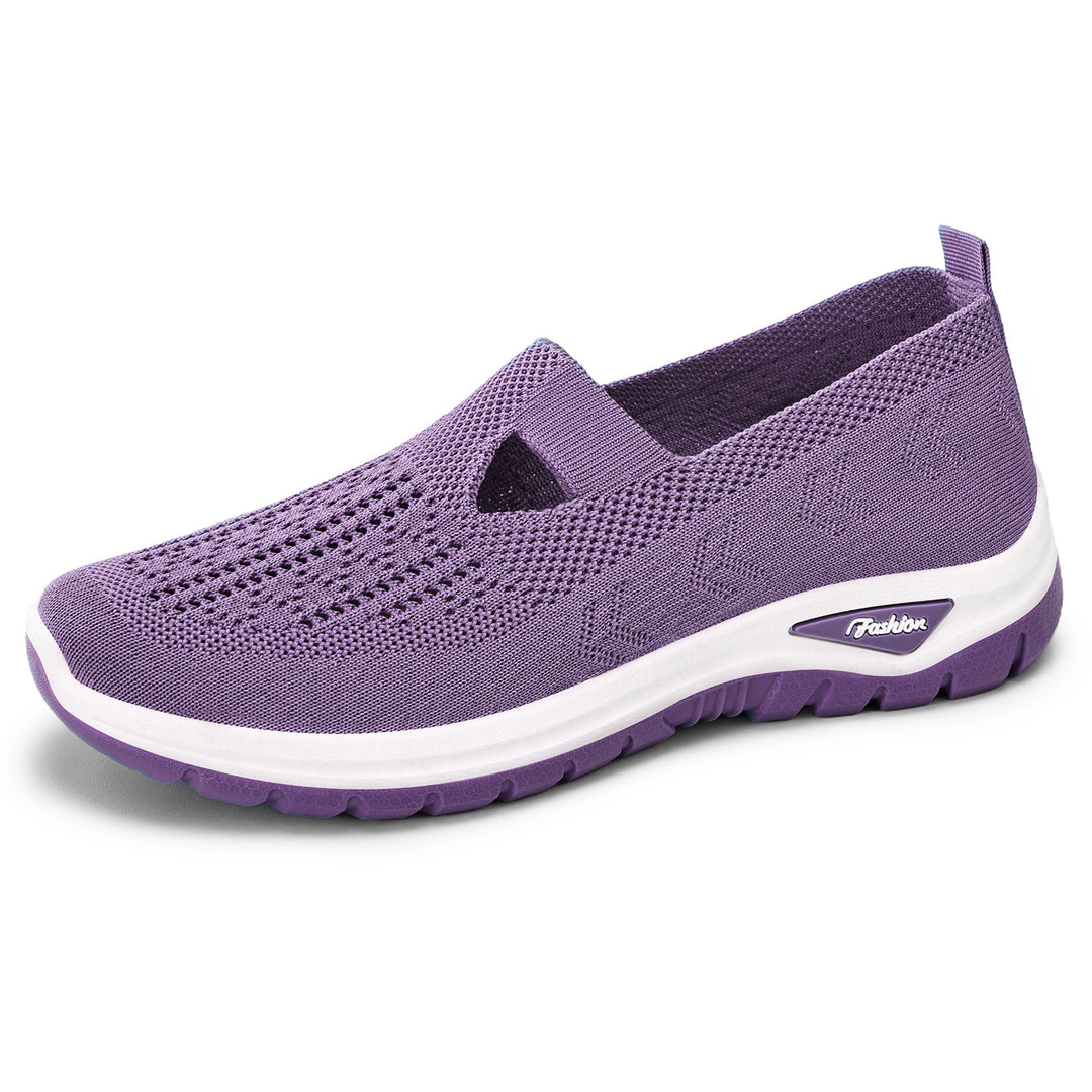 Ladies knitted slip-on sneakers with breathable upper material and shock-absorbing profile sole Mune Fashion