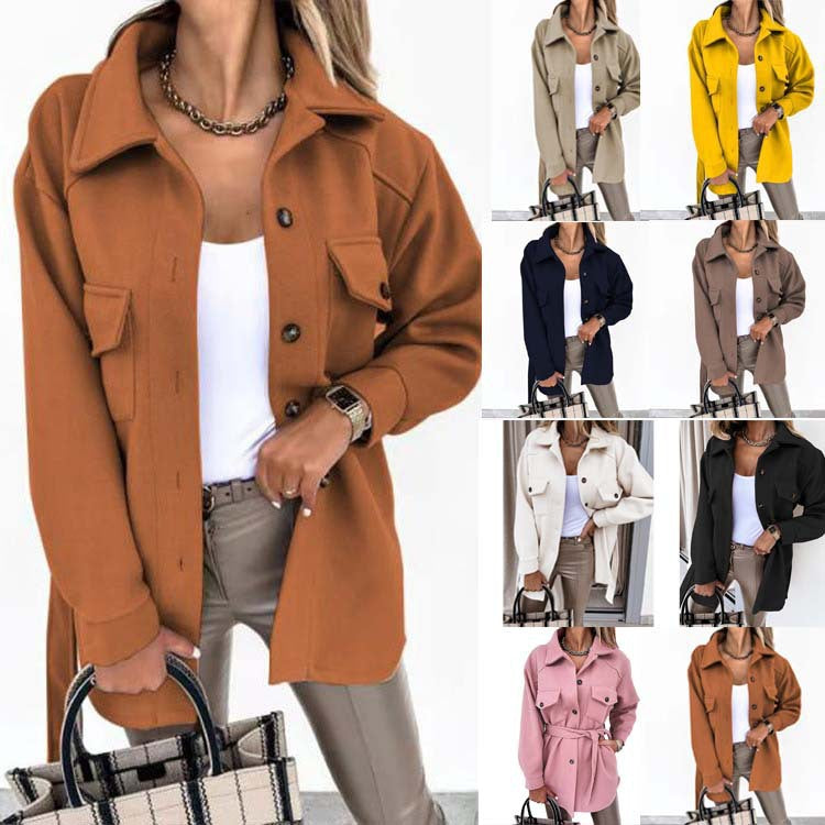 Women's oversized shirt jacket made of wool blend with patch pockets Mune Fashion