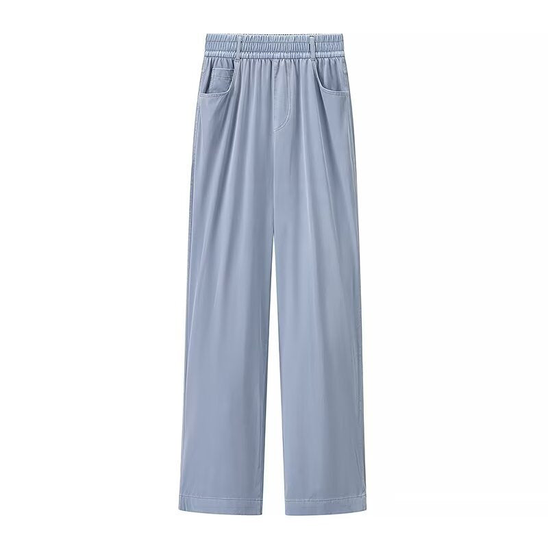 Women's loose high-waist lounge pants made of flowing viscose look with elastic waistband and side pockets Mune Fashion