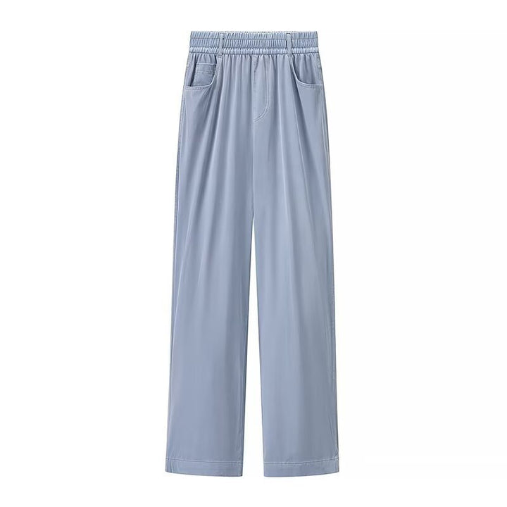Women's loose high-waist lounge pants made of flowing viscose look with elastic waistband and side pockets Mune Fashion