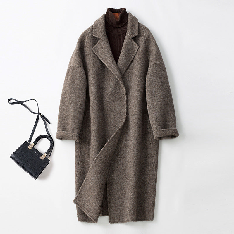 Women's Elegant Wool Coat with Removable Hood Mune Fashion