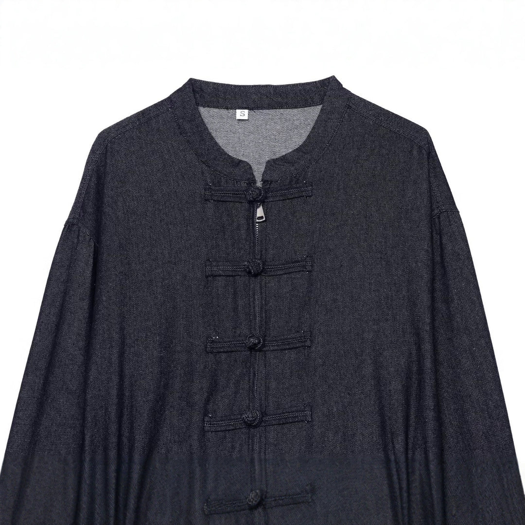 Women's Short Blouson in China Style with Stand-up Collar and Decorative Knot Drune