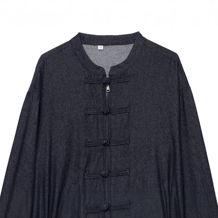Women's Short Blouson in China Style with Stand-up Collar and Decorative Knot Drune
