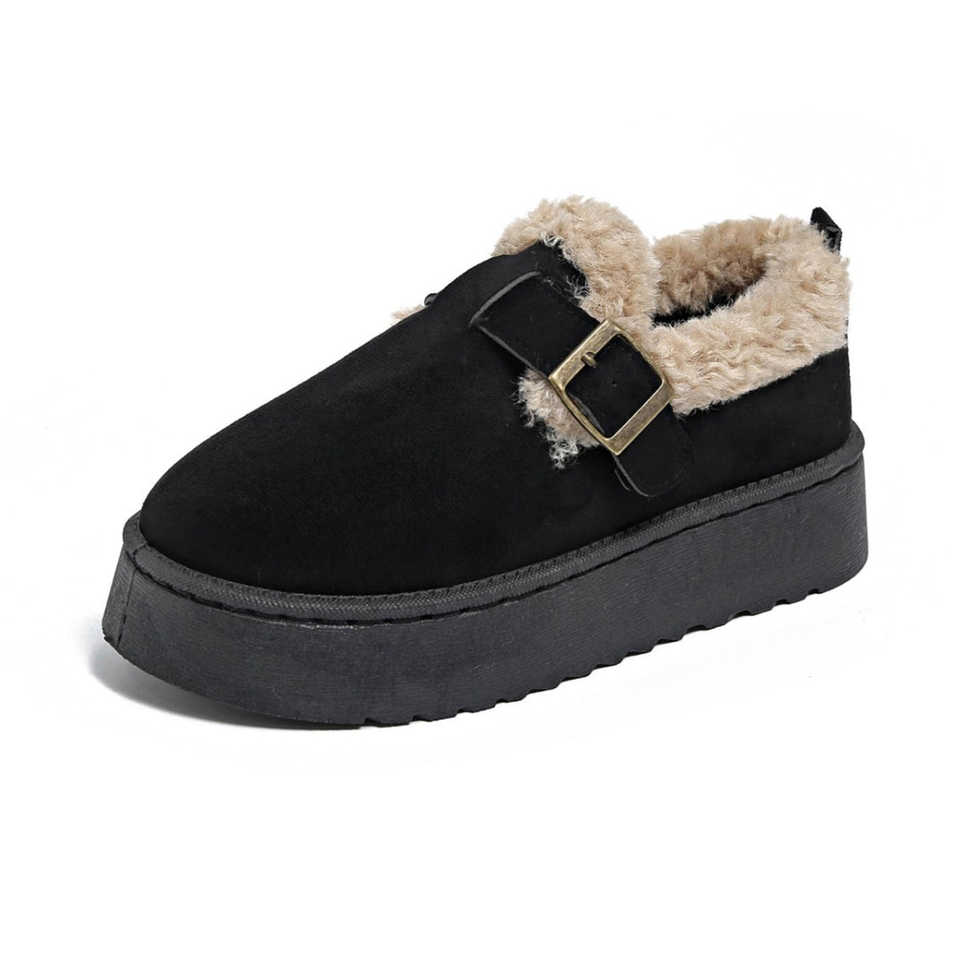 Women's Cozy Platform Slippers in Moccasin Style with Teddy Lining and Decorative Strap Mune Fashion