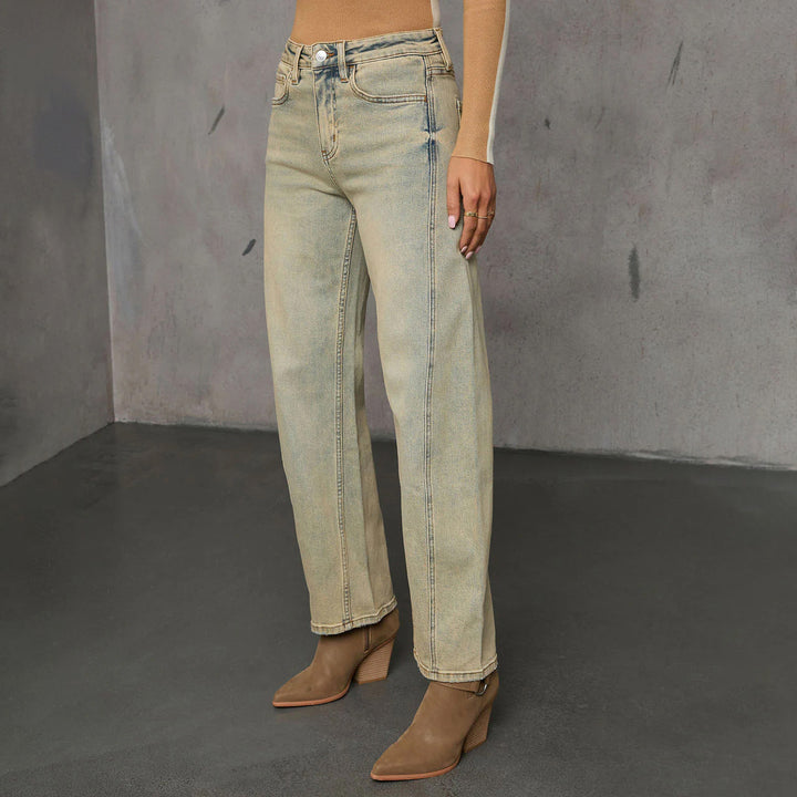 Ladies High-Waist Culotte Jeans with visible front seam Mune Fashion