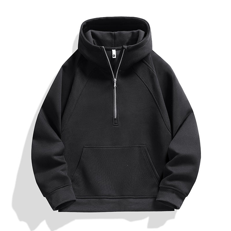 Unisex Half-zip Hoodie with High Collar, Kangaroo Pocket & Ribbed Cuffs Mune Fashion