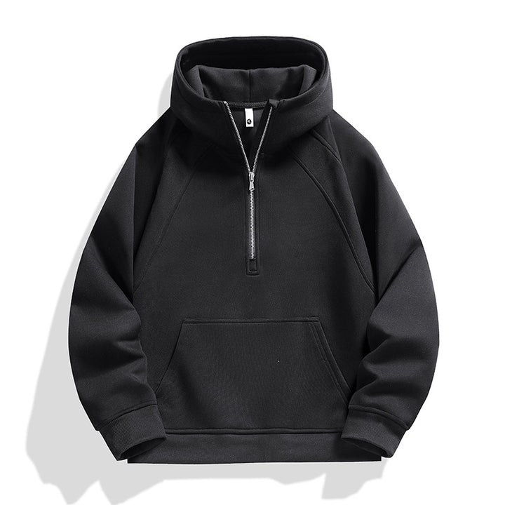 Unisex Half-zip Hoodie with High Collar, Kangaroo Pocket & Ribbed Cuffs Mune Fashion