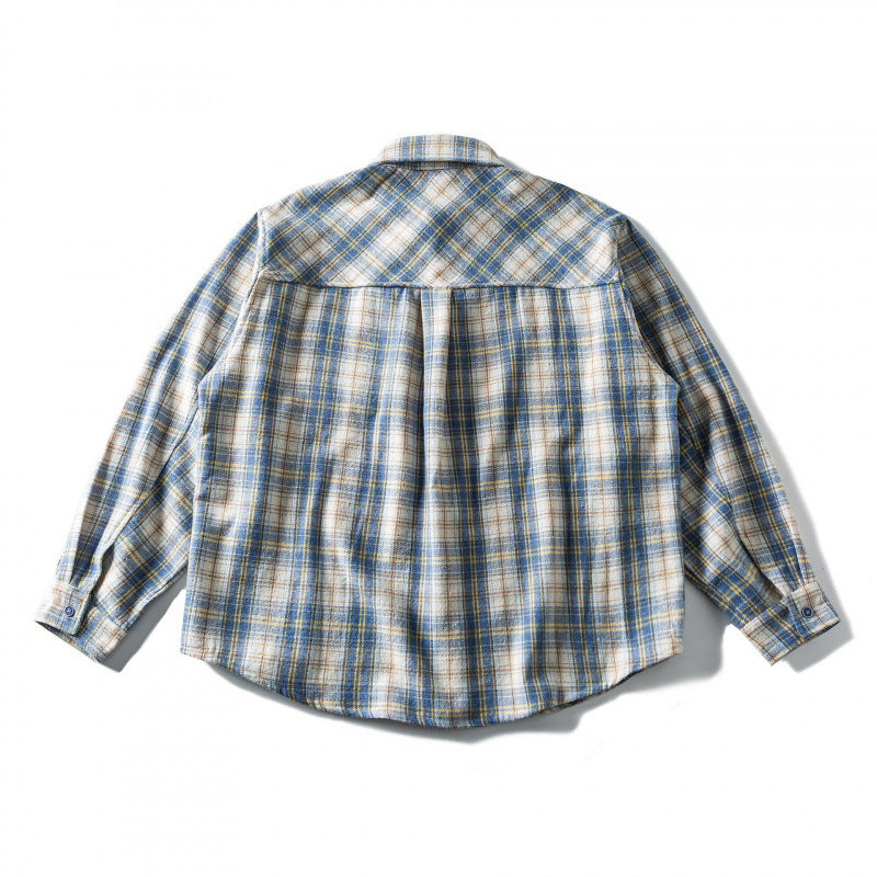Unisex Lockered Check Flannel Overshirt with Applied Chest Pocket and Rounded Hem Mune Fashion