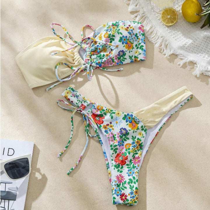 Women's bandeau bikini set with floral design Mune Fashion