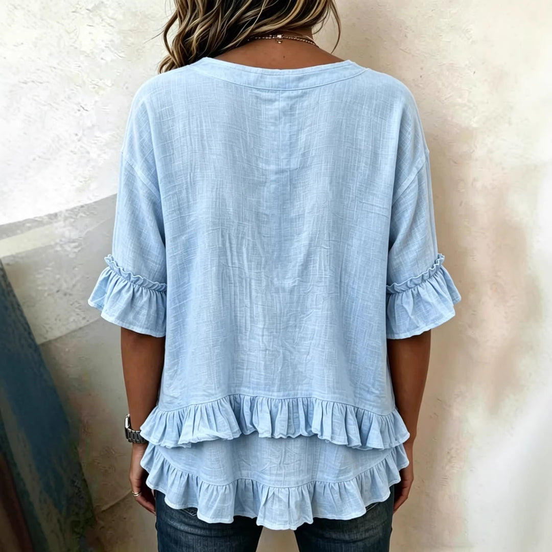 Women Playful Shirt with Ruffle Details Mune Fashion