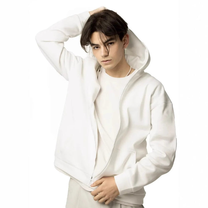 Men's nan minimalist zip hoodie with clean oversized cut and soft French terry lining Mune Fashion