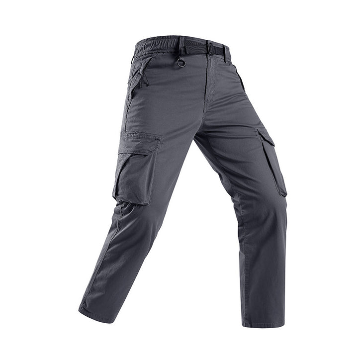Men's Lightweight Stretch Canvas Cargo Pants with Integrated Web Belt and Zipper Pockets Mune Fashion