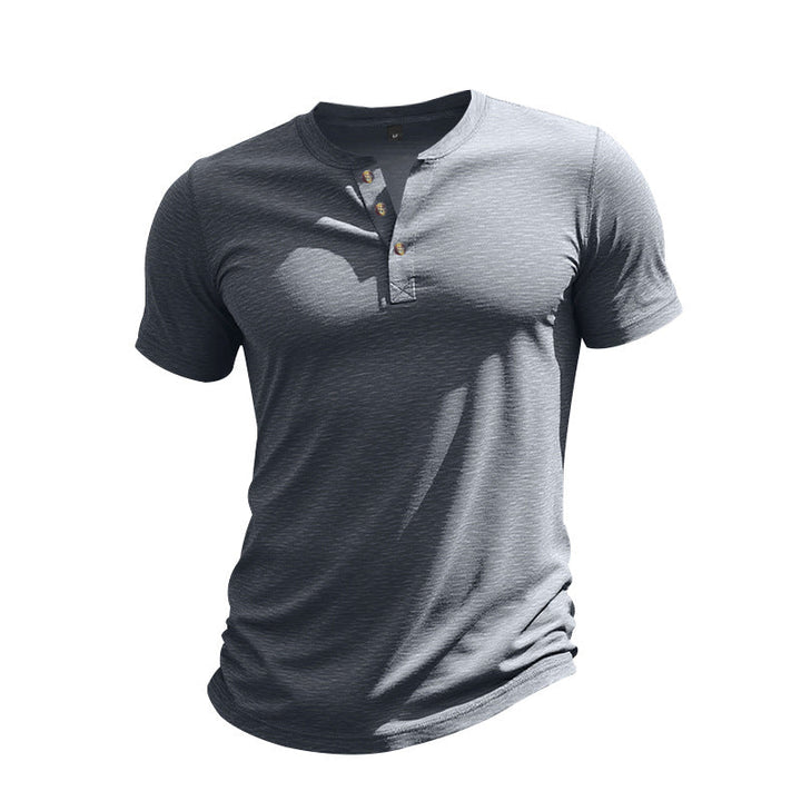 Men's Short Sleeve Henley T-Shirt made of soft cotton with decorative button placket Mune Fashion
