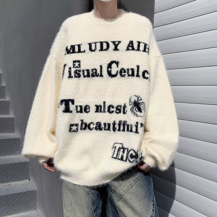 Women's Oversized Knit Sweater with Graphic Print Mune Fashion