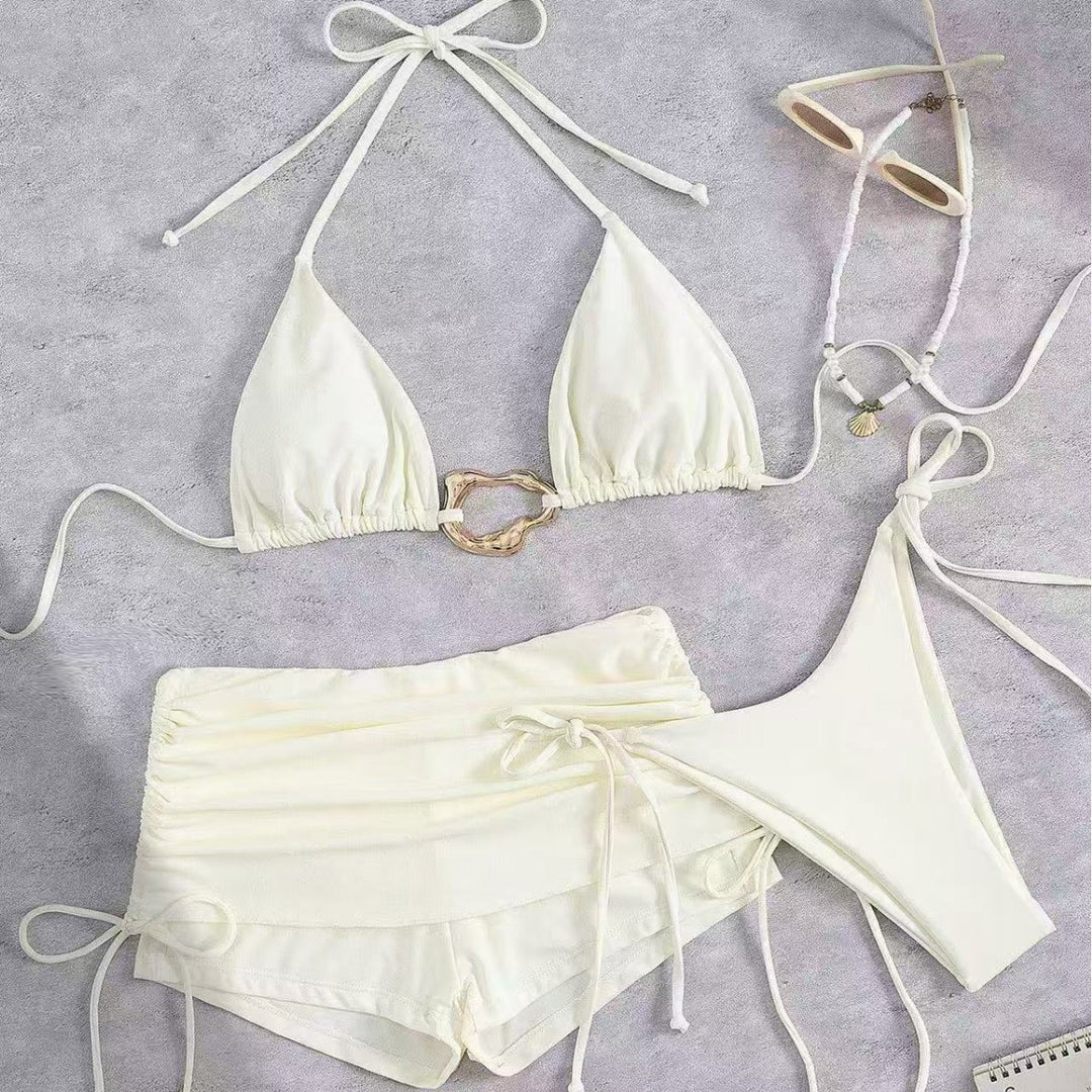 Ladies triangle bikini with fashionable ring detail and high-waisted briefs Mune Fashion