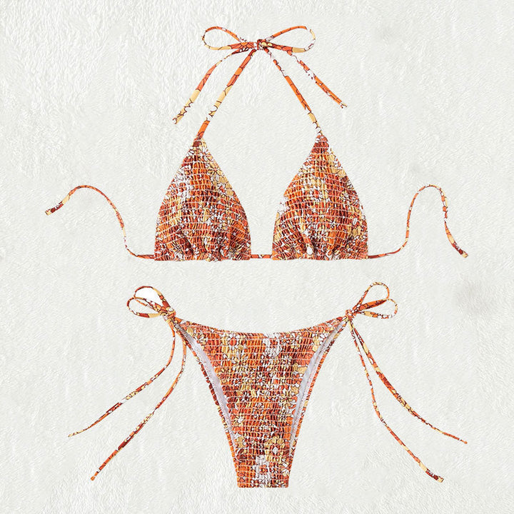 Women's triangle bikini with floral ruffle details and adjustable straps Mune Fashion