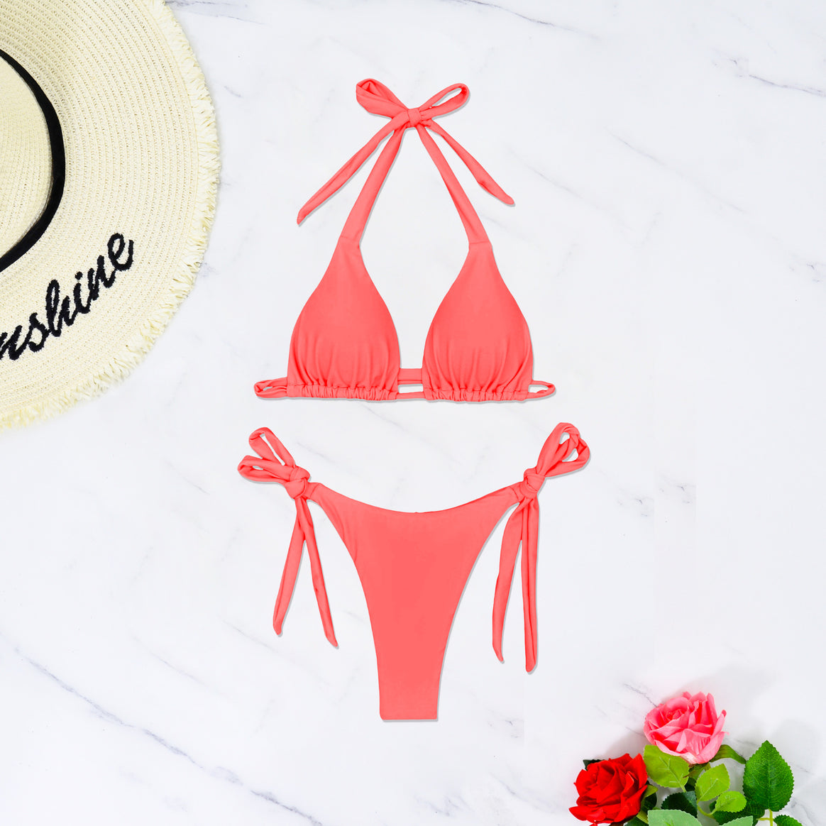 Women's triangle bikini with sophisticated tie straps and highly elastic fabric Mune Fashion