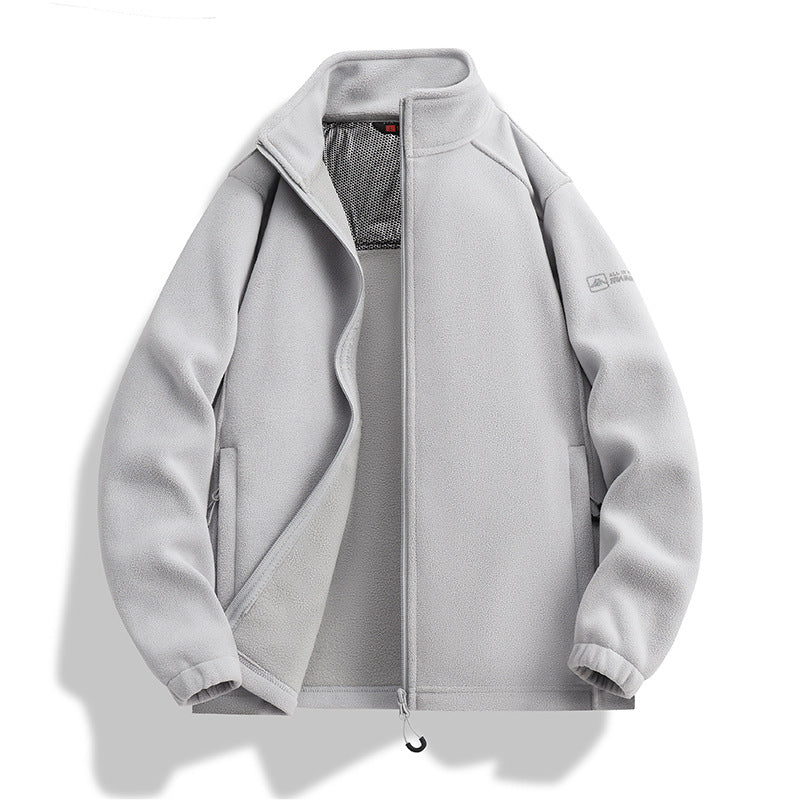 Men's fleece jacket with stand-up collar, wind-resistant microfleece and zippered pockets Mune Fashion