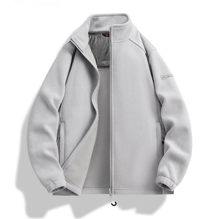 Men's fleece jacket with stand-up collar, wind-resistant microfleece and zippered pockets Mune Fashion
